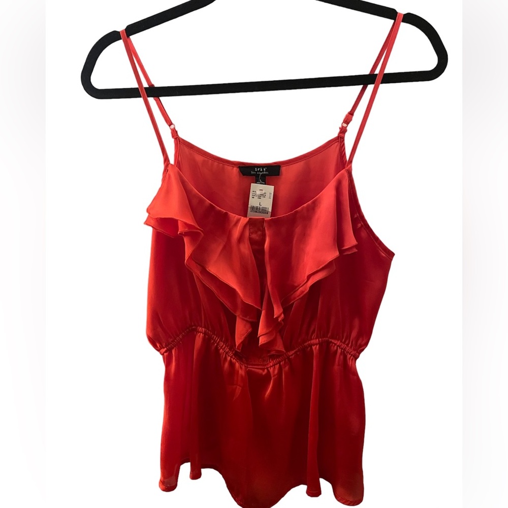 Iris Los Angeles Red Cami | Size Large | Ruffles | Cinched Waist | New
